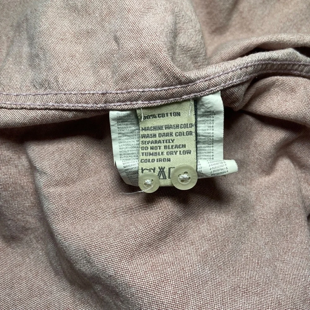 Antik Denim 100% Cotton Button Down Collar Shirt Size Large Pink Chambray - Picture 6 of 6
